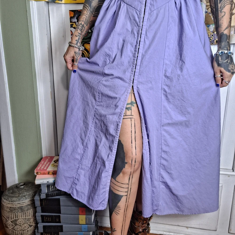 Urban Outfitters UO Cedar Poplin Corset Midi Dress Womens XS Purple 100% Cotton - Picture 4 of 6